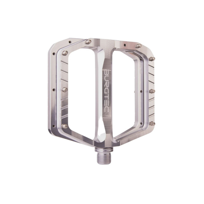 Burgtec Penthouse MK5 Steel Flat Pedals - Rhodium Silver